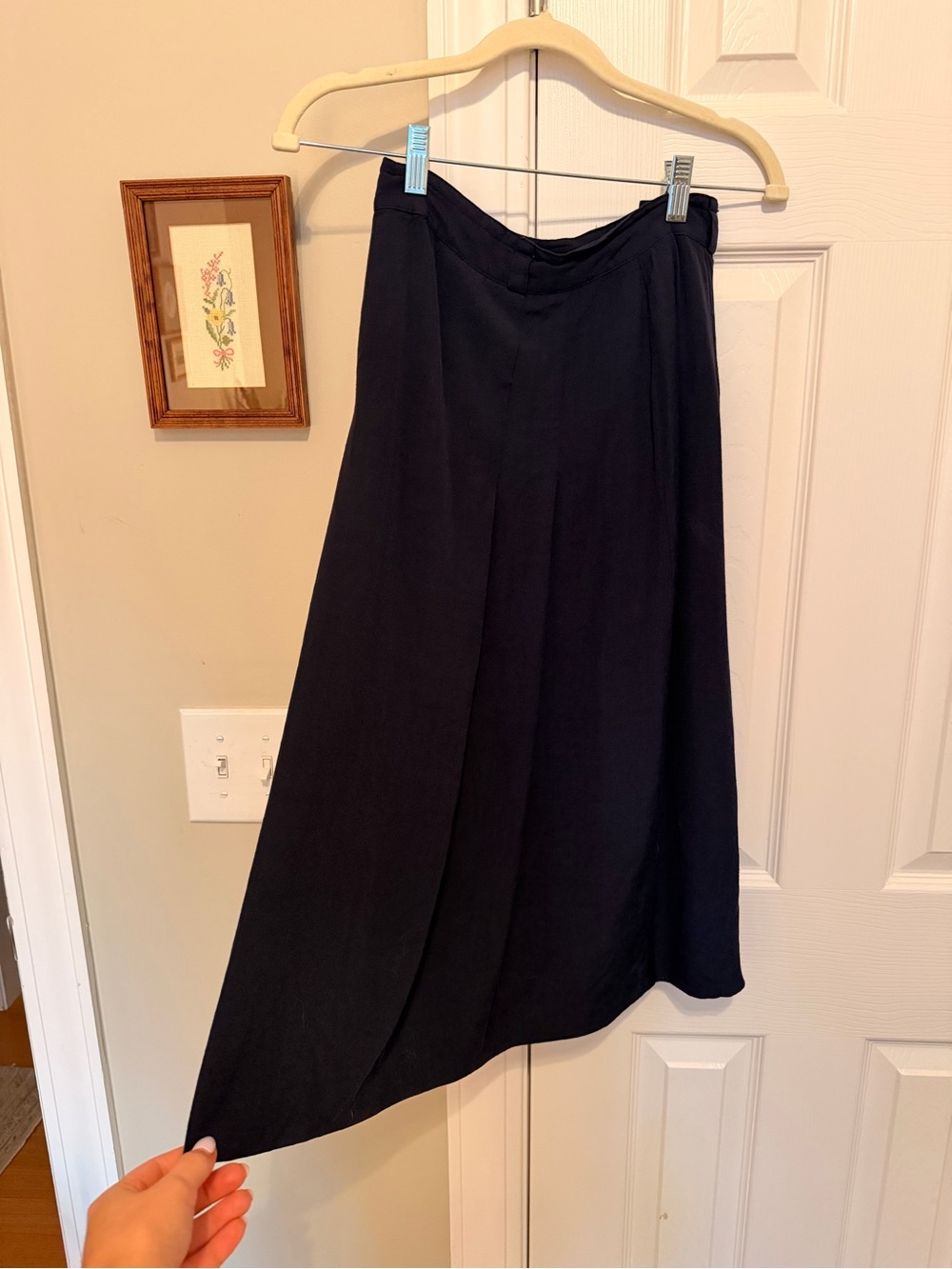 Classic Navy A-Line Midi Skirt - Women's
